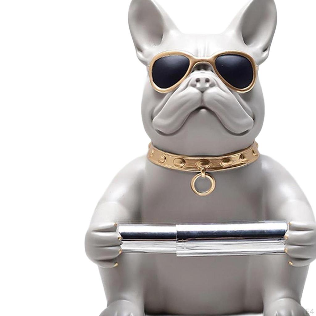Dog Sculpture Toilet Paper Holder Resin Decoration Desktop Ornament Tissue Roll Dispenser for