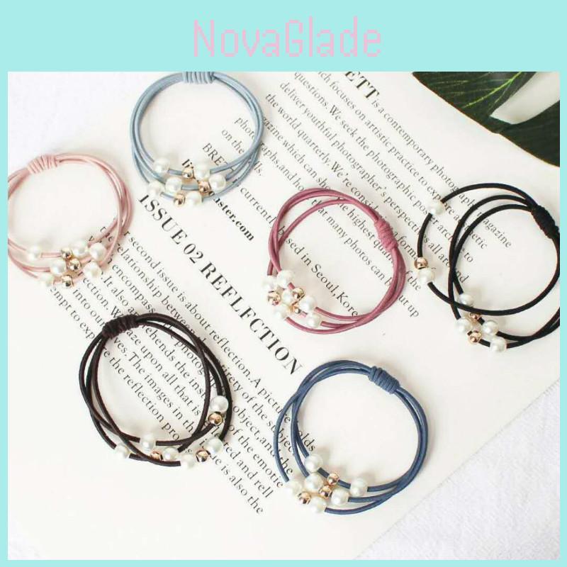 Korean Version Of The Three-strength Rubber Band High-elastic Pearl Head Rope For Women And Girls