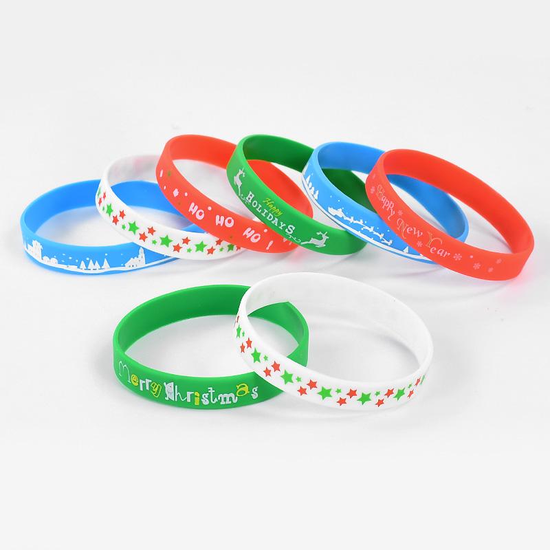 8/16/32Pcs Christmas Wristband Silicone Bracelets Gifts for Kids Adults 2025 Merry Christmas Party Decoration Stocking Stuffers