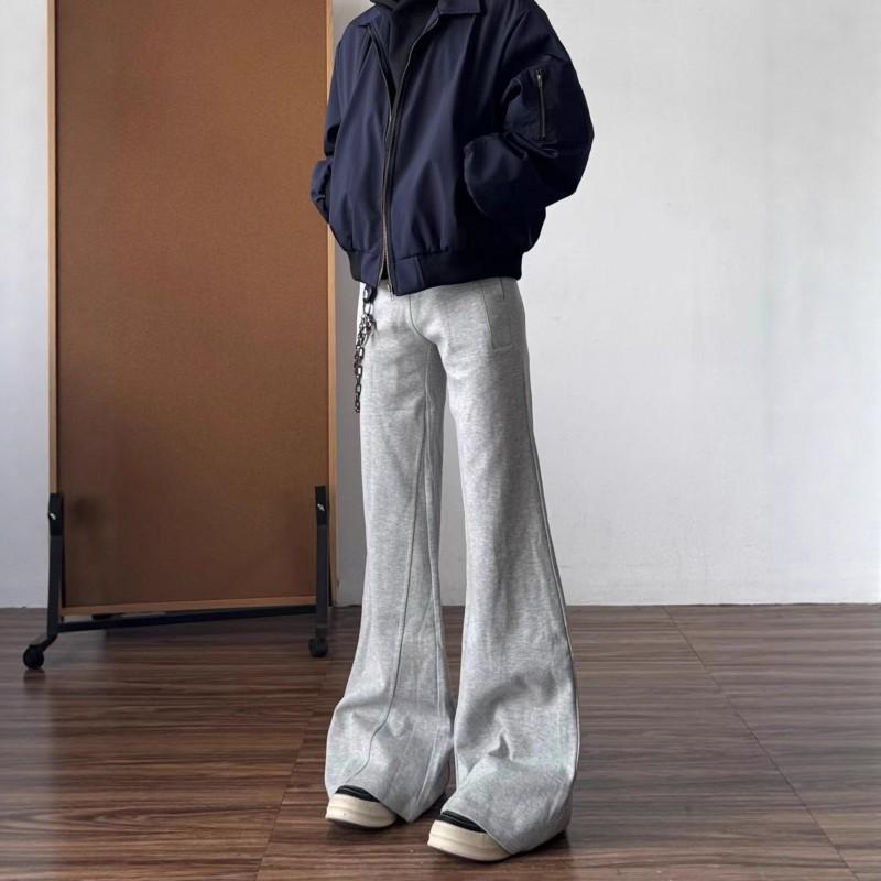 ARES Mens Slim Straight Flared Sweatpants High Waist Side Zip Stretch Casual Pants