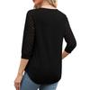 Women's Seven Quarter Sleeved V-Neck Color Lace Patchwork Casual Top Casual Top