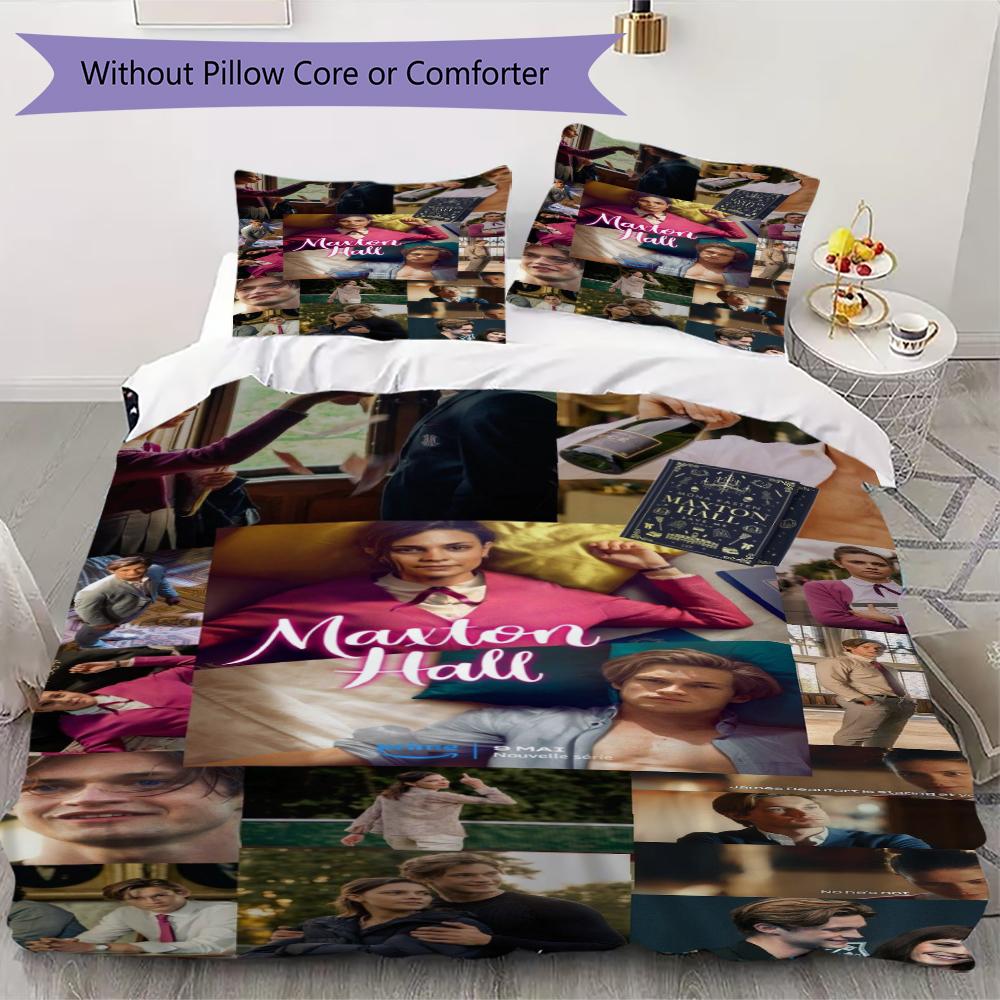 Maxton Hall Pattern Bedding,Quilt Set Quilt Cover Pillowcase Home Birthday Gift(1 * Duvet Cover + 2 * Pillowcase, Without Core)_lx