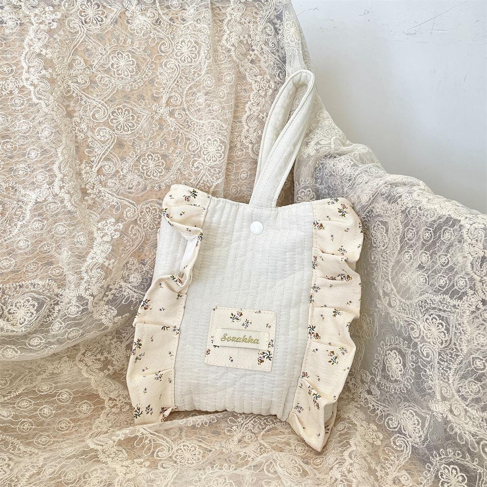 

Новая маленькая свежая цветочная сумочка женская для покупок перекусов на запястье стеганая хлопковая сумочка