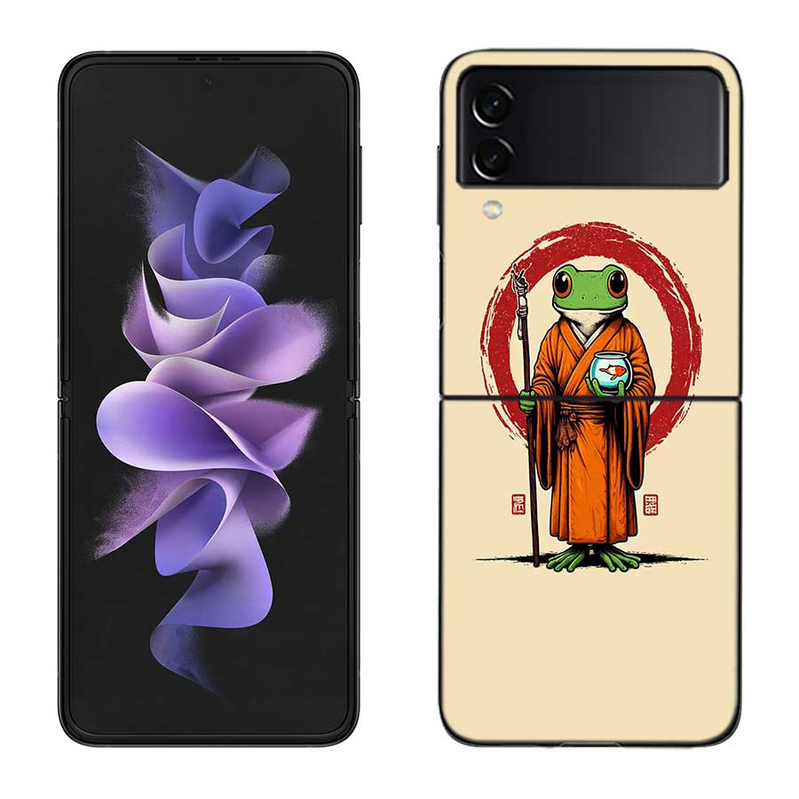 Cute Mouse Axolotl Frog Wizard Phone Case For Samsung Z Flip 7 6 5G Galaxy Z Flip 5 4 3 Black Hard Cell Cover Luxury PC Shell C