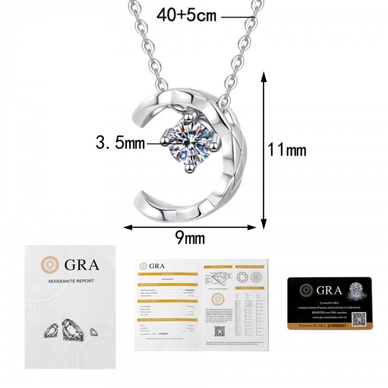Moissanite Moon Necklace Women Clavicle Chain Dainty Luxury Small Jewelry