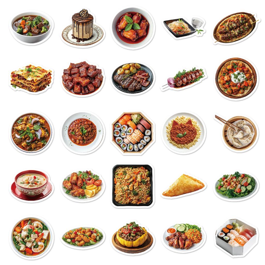 50 Manchu And Han All-Table Food Set Personalized Waterproof Car Trolley Case Cartoon Cute Graffiti Sticker