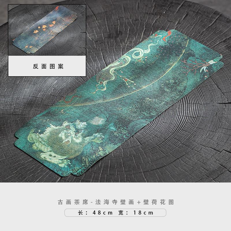 Zen Ancient Painting Heat-insulating Tea Table Mats Waterproof Drink Coaster Dinner Table Cloth Placemat Tea Ceremony Decoration