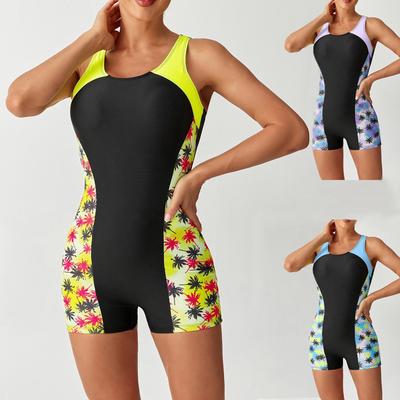 Neuer 2026 Europäischer & Amerikanischer Colorblock Sport-Badeanzug mit offenem Rücken für Damen