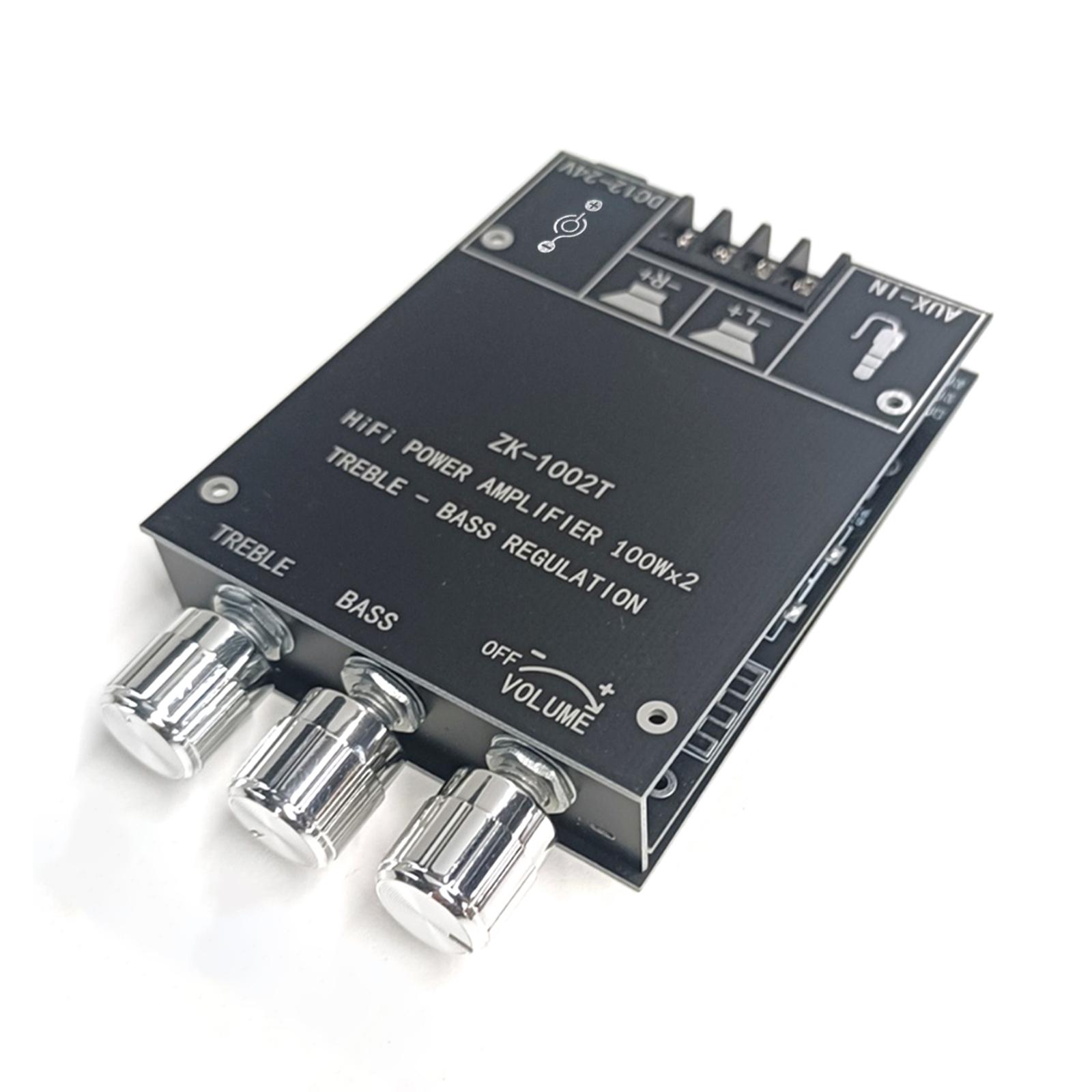 

Bluetooth 5.0 AUX HIFI Amplifier Board ZK-1002T HIFI 2.0 Channel 100Wx2 CS8673E Large Heat Sink Audio Module Kit чорний