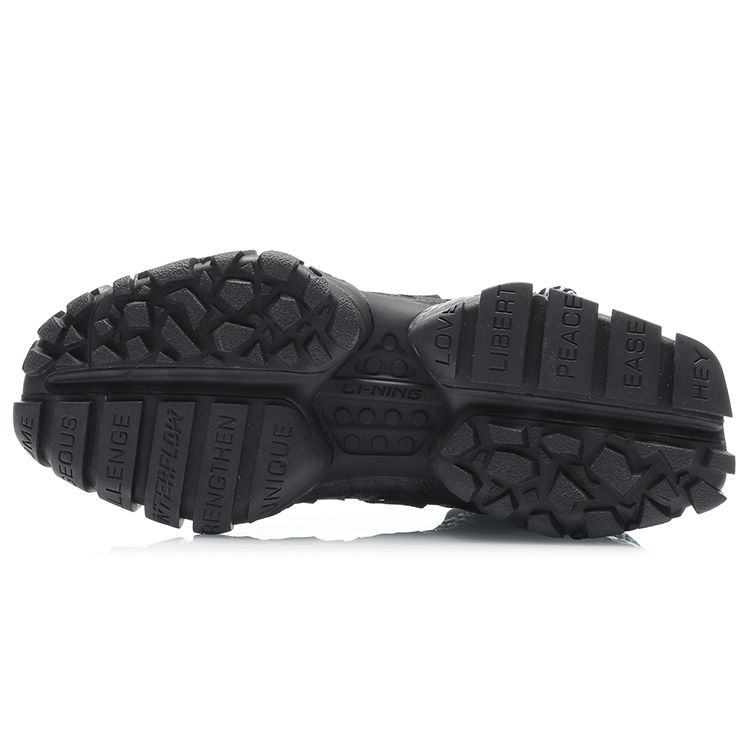 Li Ning CF Synthetisches Leder Gummi Bequem Vielseitig Stoßdämpfend Abriebfest High Top Freizeitschuhe Herren Sneaker Schwarz AGLQ155-1