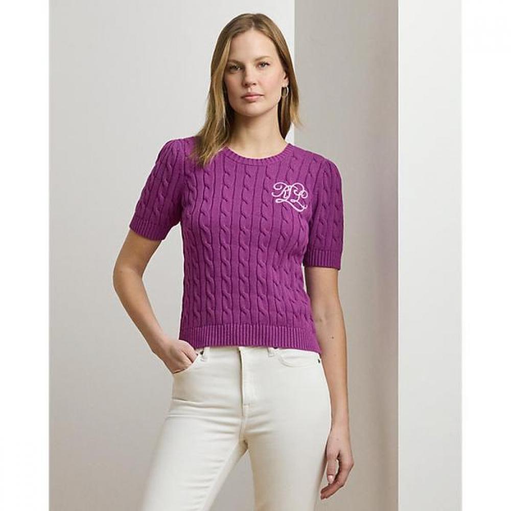 Ralph Lauren Zopfmuster Baumwolle Kurzarm Pullover Wmlrswesn820167500