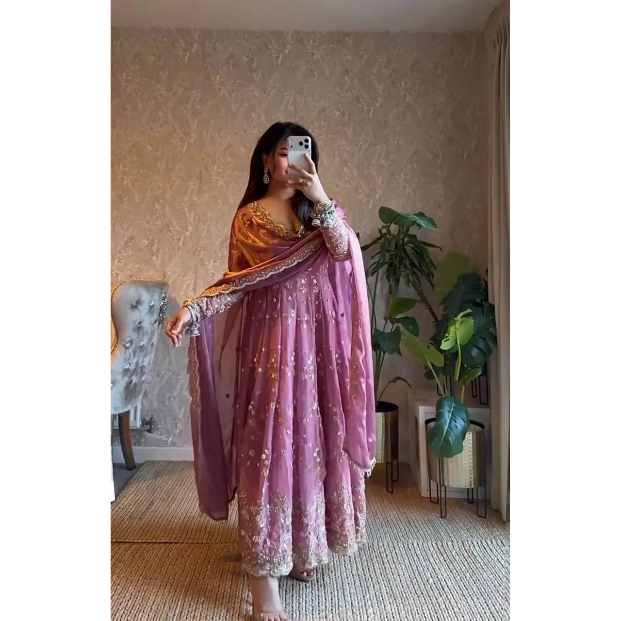 Party Wear Paksiatni Anarkali Salwar Kameez Indian Bollywood Ethnic Gown Suit L-40