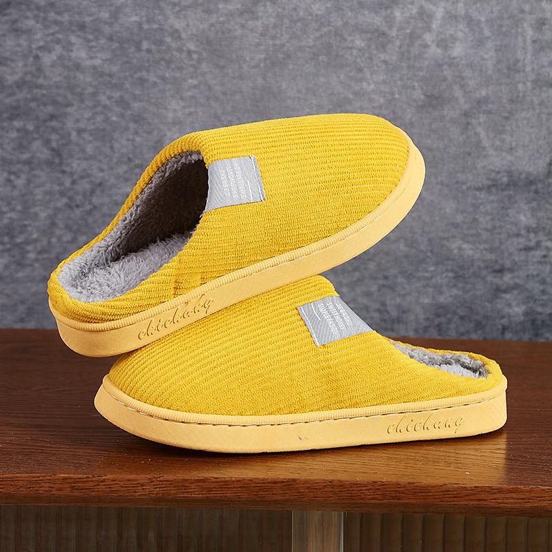 Supermarket autumn and winter cotton slippers female couple indoor household non-slip warm plush slippers