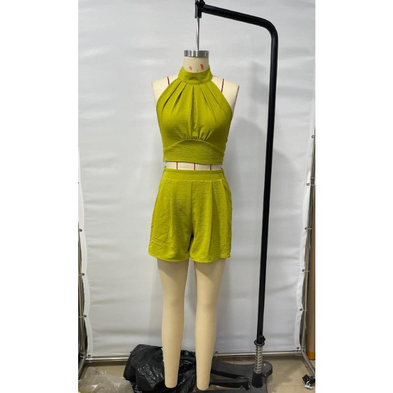 Women 2 Piece Halter Neck Crop Top And Skirt Set Casual Summer Outfit