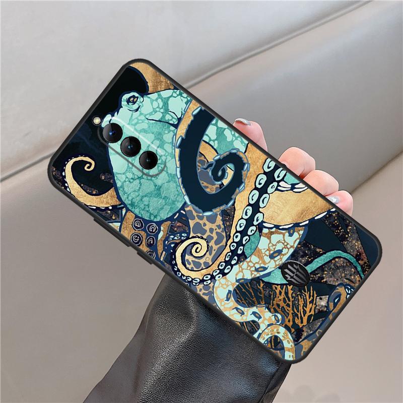Octopus Ocean Aesthetic Case For ZTE Nubia Red Magic 11 10 9 8 8S 9S 10S Pro Plus 6S 7S 6 7 For RedMagic 10 Air Cover
