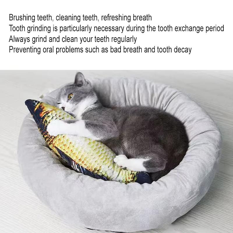 1PC Plush Simulation Fish Pillow, 20cm Cat Favorite Fish-shaped Toy, Interactive Chew & Training Toy for Cats