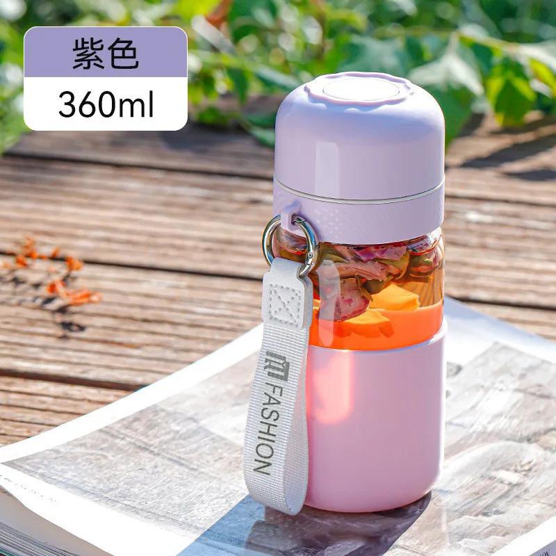 360ml Borosilicate Glass Coffee Cup Mini Quick-Open Portable Glass Mug Filtered Water Bottle for Travel and Sports