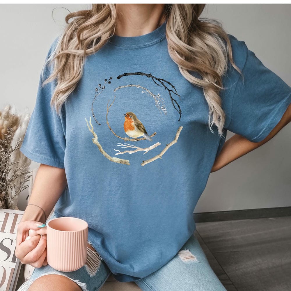 Bird Lover Print Comfort TShirt Women Cute Bird Nature Lover Unisex Tee Funny Bird Peace Shirt Apparel Trendy Casual Streetwear