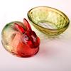 Vintage Glass Rabbit Candy Dish With Lid, Colorful Crystal With Lid Funny Candy Jars For Dessert