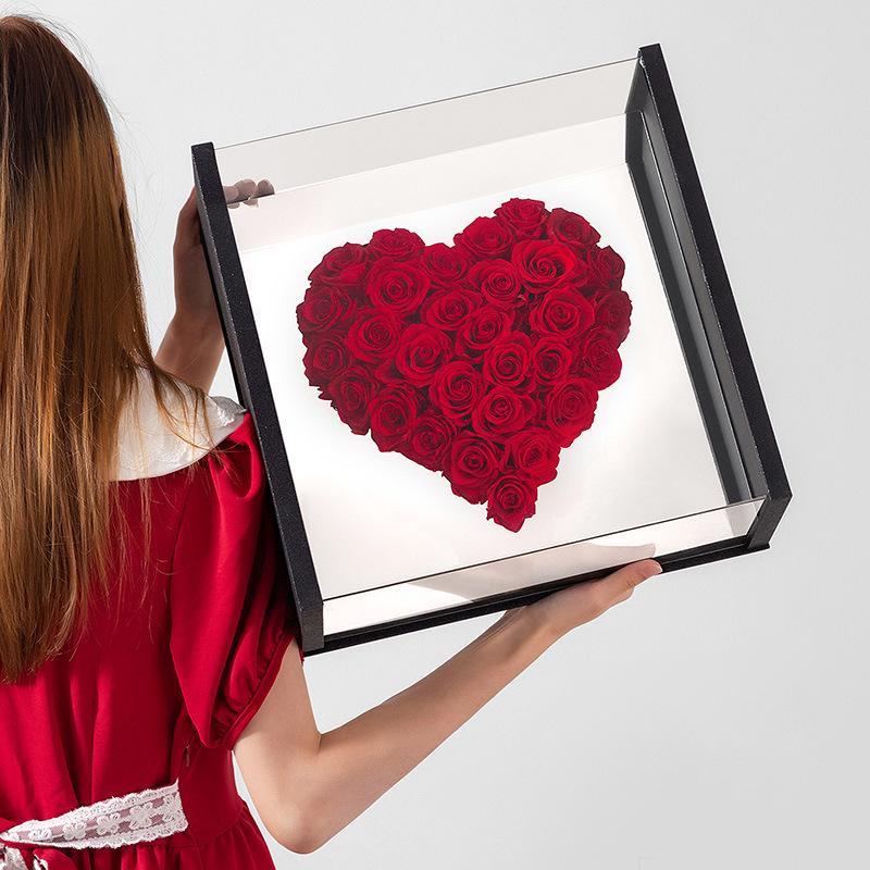 Magic Mirror Heart Flower Box: Preserved & Fresh Flower Gift Packaging