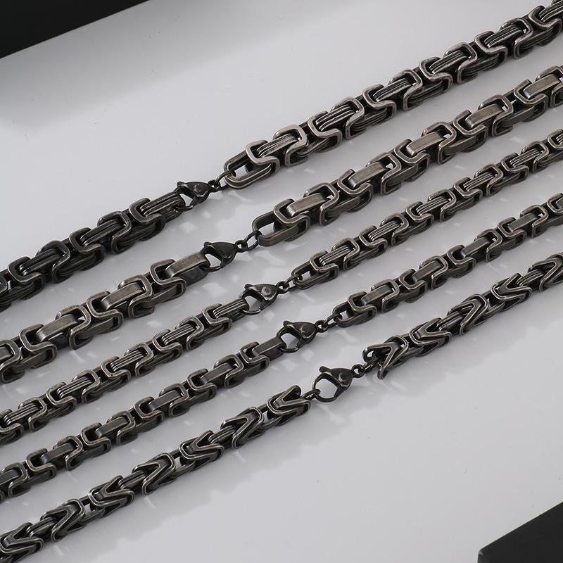 Retro Black Cuban Chain Bracelet Necklace with Multiple Chains Options