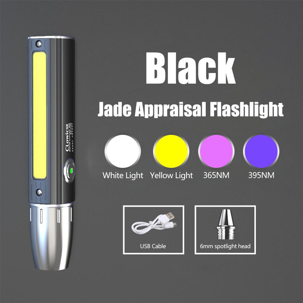 D2 Rechargeable led Flashlight 4 LED Light Sources Professional Jade Identification Light Type-C Charge edc Torch UV 395 Light