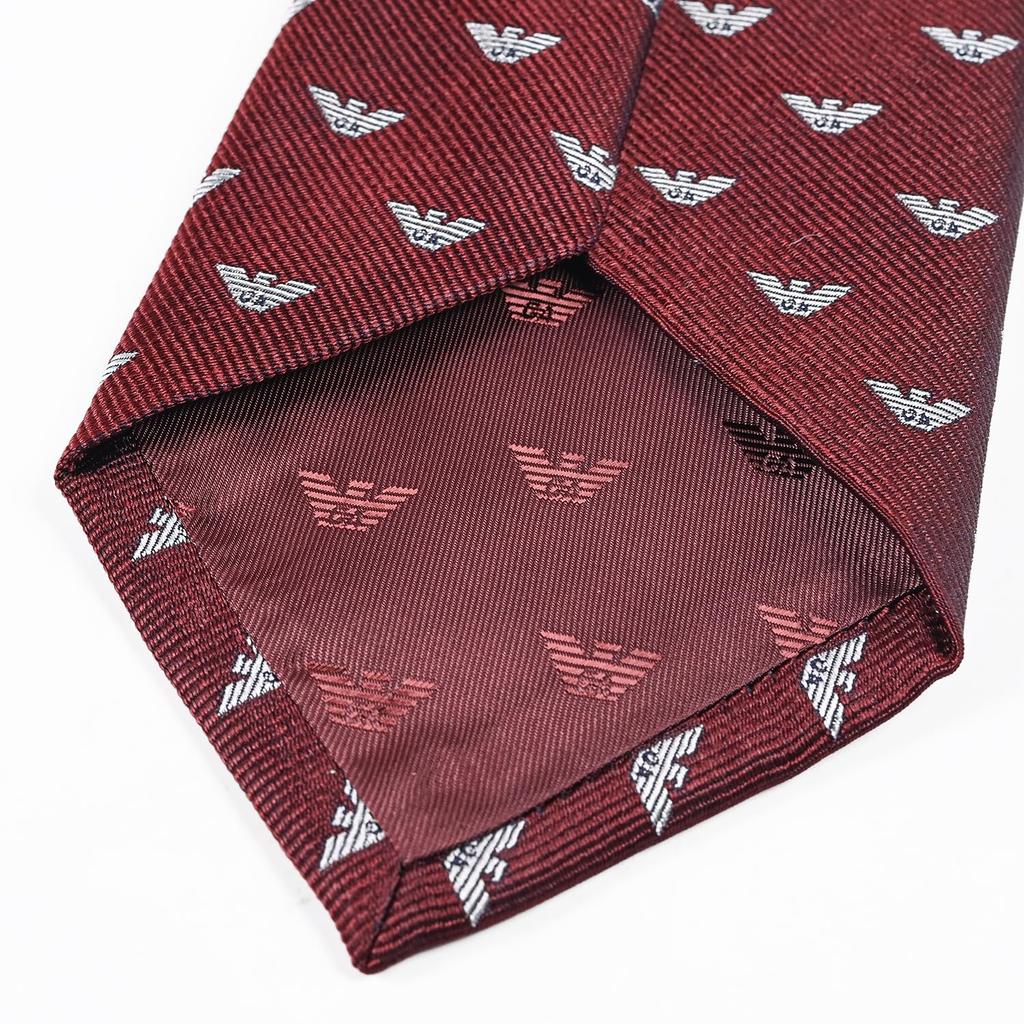 [Emporio Armani] Emporio Armani Men's Tie, 7.5cm Wide, 100% Silk, Eagle Logo, Bordeaux, MADE IN ITALY, 340075 3R616 00276 [Item]
