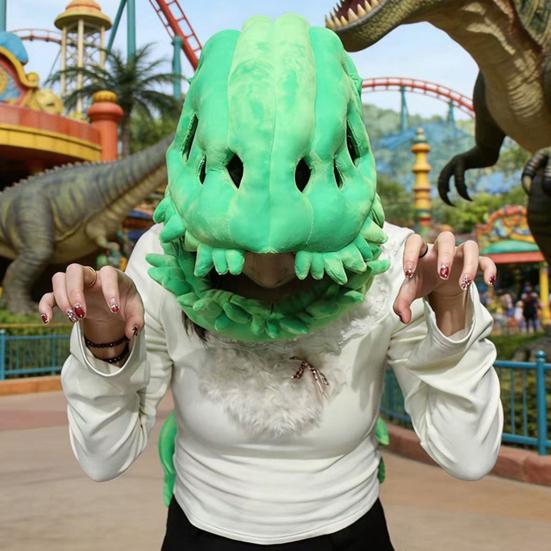 Dinosaur Skeleton Plush Toy Realistic Dinosaur Costume with Flexible Spine Fixation And Sound Effects Lightweight Headband for Party Cosplay