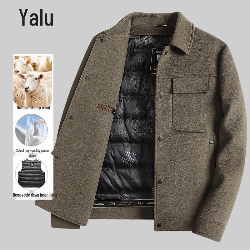 

Yalu Men s Wool Blend Double-Faced Jacket with Detachable Goose Down Liner XL (180)
