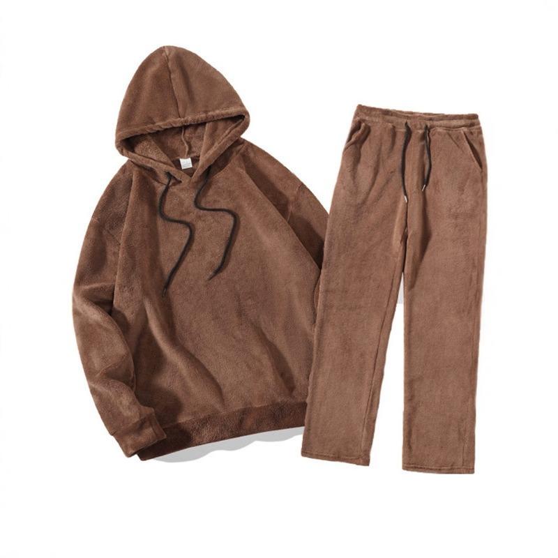 New Autumn and Winter Plus Size Men's Casual Personalized Fashion Sweatshirt Jacket Hooded Trousers Suit