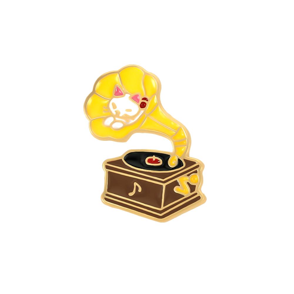Funny Cat Brooch Play Music Drink Water Kitty Cartoon Animal Enamel Pins Bag Clothes Lapel Pin Cute Badge Jewelry Gift for Kids