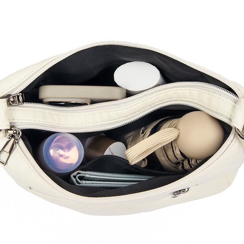 Large Capacity Women's Solid Color Shoulder Bag Multi-Layer Crossbody Bag Multi-Functional Mother Bag