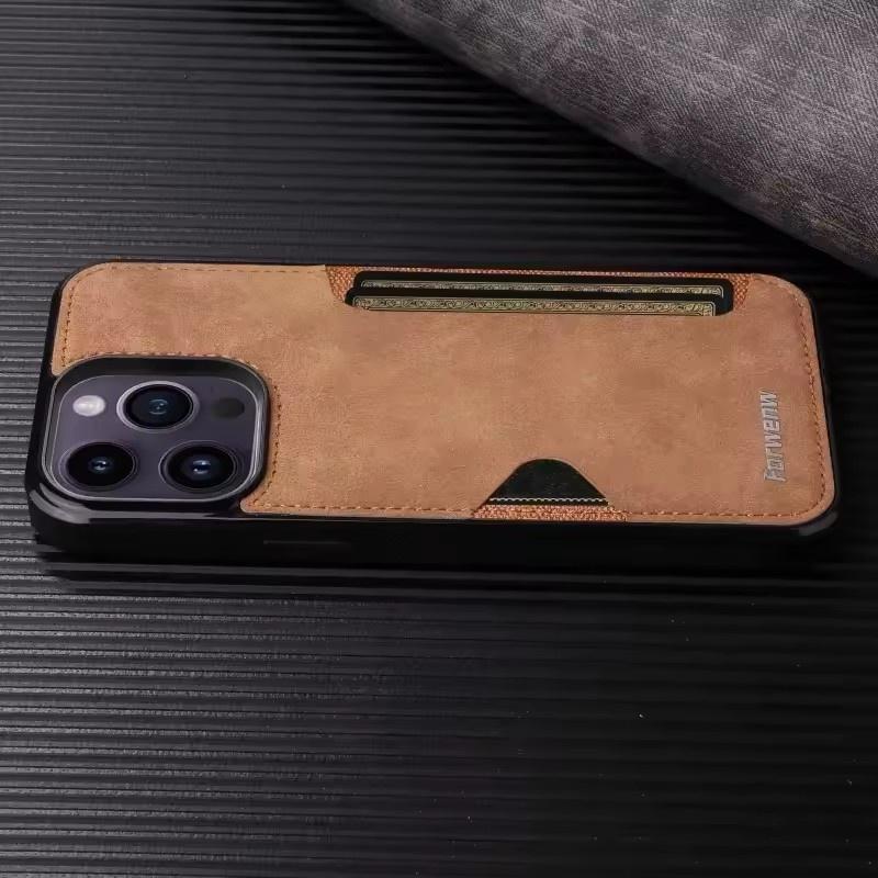 Retro Card Holder Phone Case for iPhone 16 15 14 13 12 11 Pro Max 16E Mini XS XR SE 7 8 Plus Busines Wallet PU Leather Cover