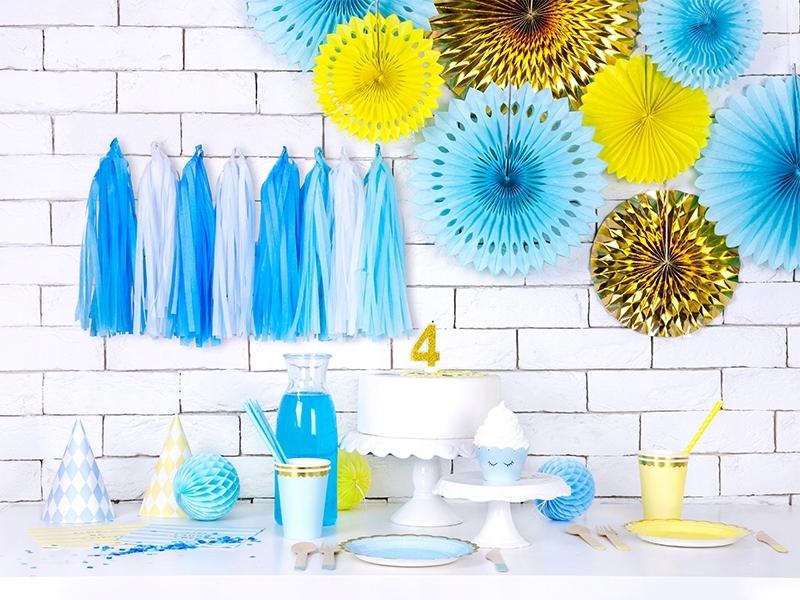 Paper Cups, Light Blue Golden Edge, 220ml, 6 pcs