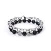Jbans Classic Box Cut Double Surgical Steel 740 Chain Cut Onyx 072 Gemstone Bracelet Set (C2101-Se208_Bk)