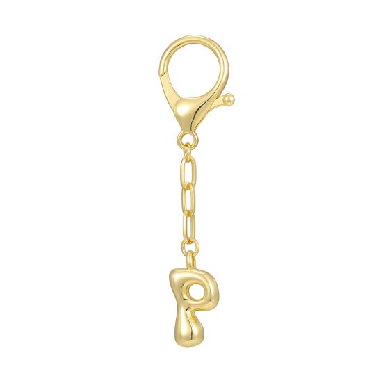 Letter Keychain Mini 3D Alphabet Charm Matte Glossy Golden Plating Key Chain with Lobster Clasp Bags Keys Bracelets Accessories