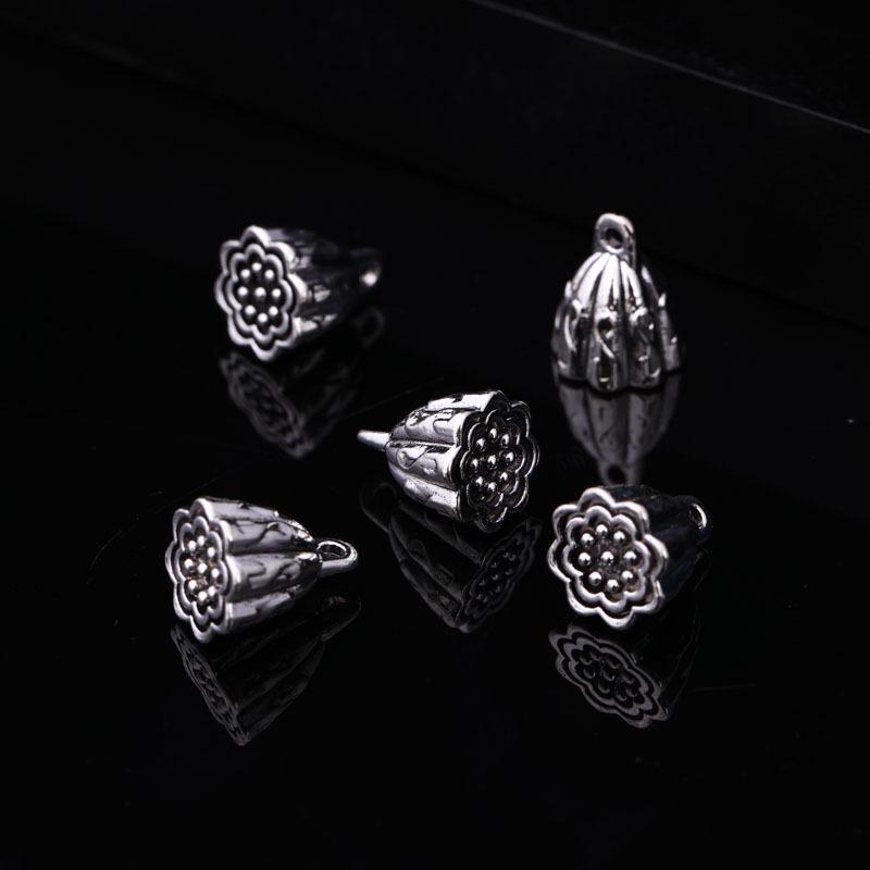 Anhänger Lotus-Kapsel aus tibetischem Silber: Vintage Blumenhalter Anhänger & Perlen für DIY Schmuck und Armbänder