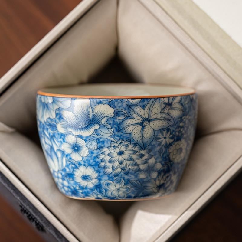 Imitation ancient Ru kiln flower host cup home tea cup personal large capacity tea cup ceramic sample tea cup