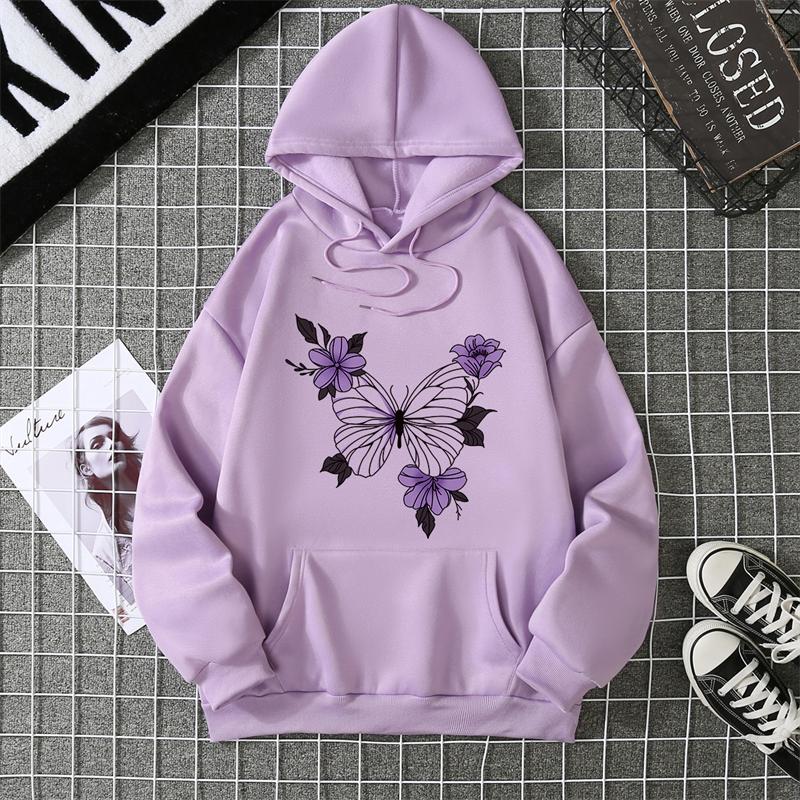Flower Printing Women Hoody Harajuku Loose Sweatshirt Fleece Warm Comfortable Hoodies Vintage Autumn Crewneck Woman Top CYXX282