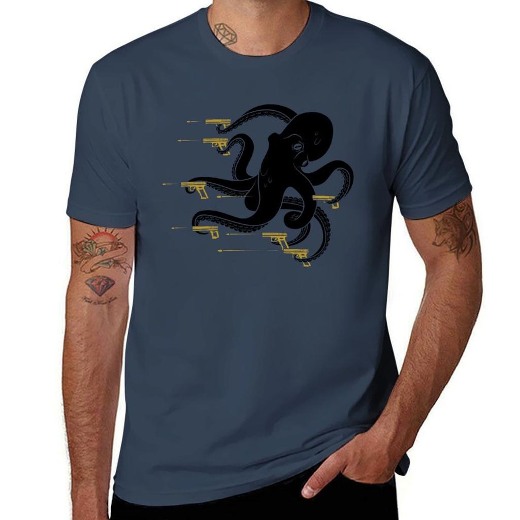 Gloctopus Black Gold Tshirt Basic Simple Design Short Sleeve Shirt