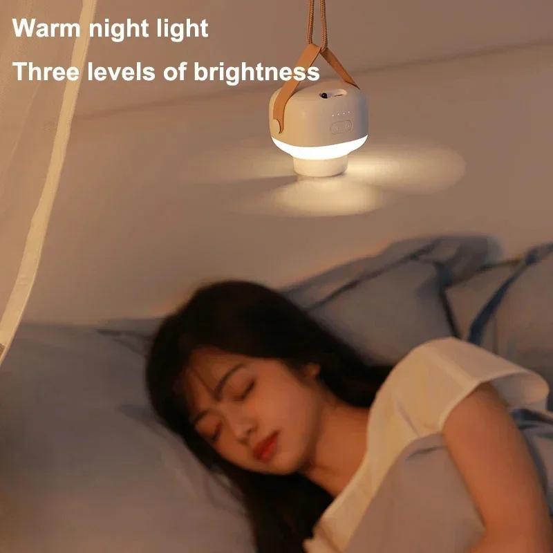 Portable Ceiling Fans Outdoor Camping Fan Tent Ventilator Cooler Rechargeable Electric Fan Remote Control LED Lighting