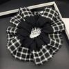 2025 Autumn/Winter Color Block Plaid Patchwork High Elasticity Hair Rope - Korean Style Temperament Ponytail Hair Accessory