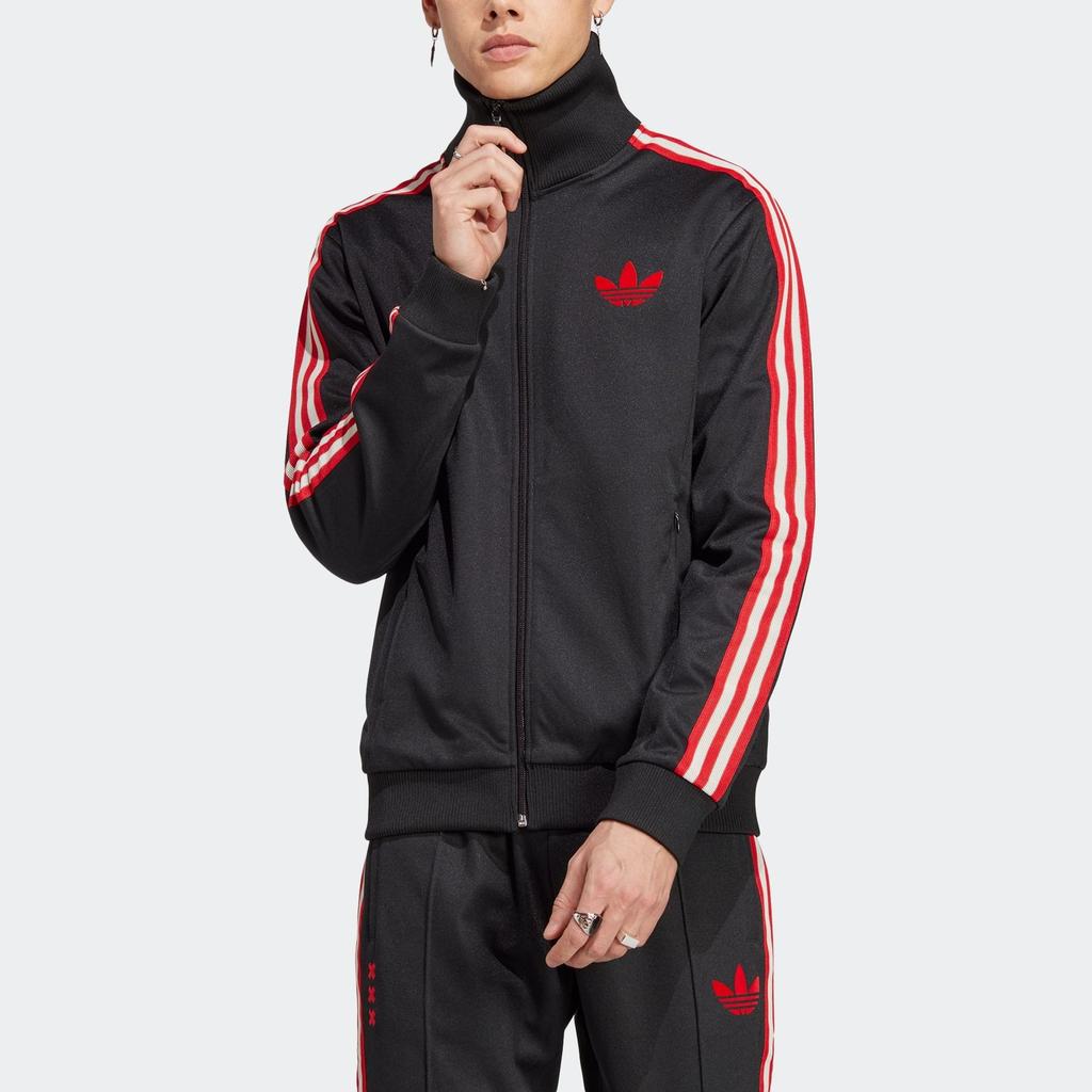 Adidas Originals Trefoil Logo Print Stripe Casual Sports Long Sleeve Jacket Men Jacket Black IN4719