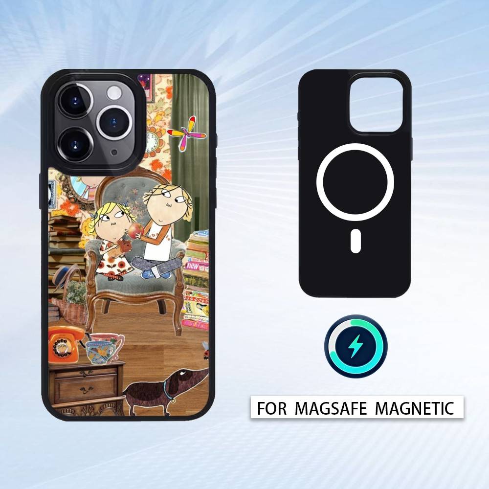 

Cutting-Fabric Charlie and Lola Cartoon Phone Case Magnetic For iPhone1615 14 13 12 Pro Max For Magsafe Wireless Charging Cover iPhone11PRO
