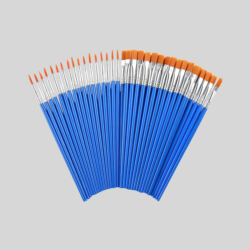 Children s Nylon Digital Painting Brushes for Drawing and Watercolor 50 Small Blue Flat синий