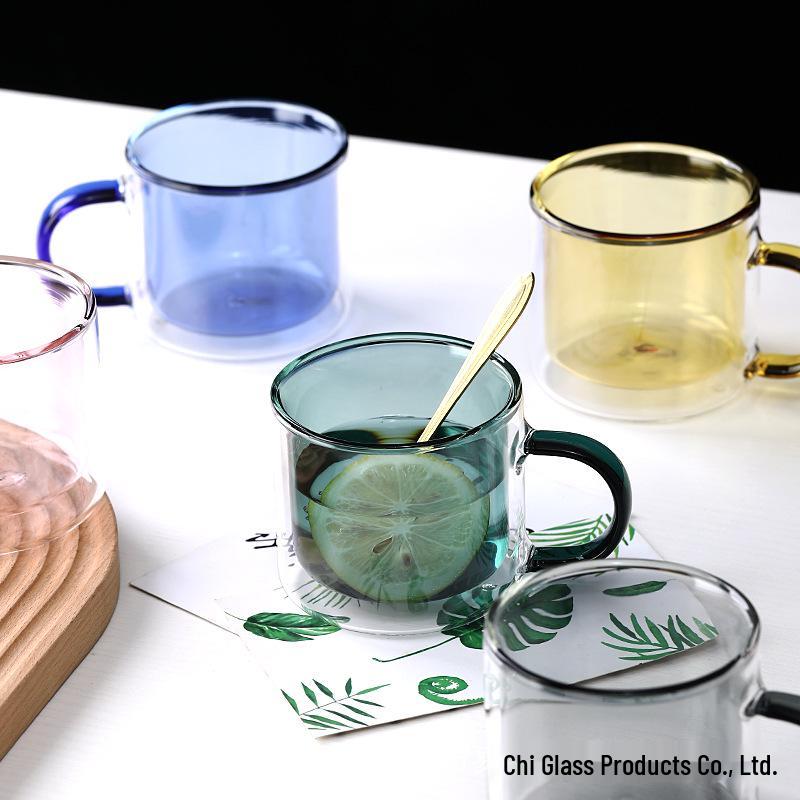

Double-Layer Colored Glass Coffee/Tea Mug – High Borosilicate Round Cup 250ml чорний