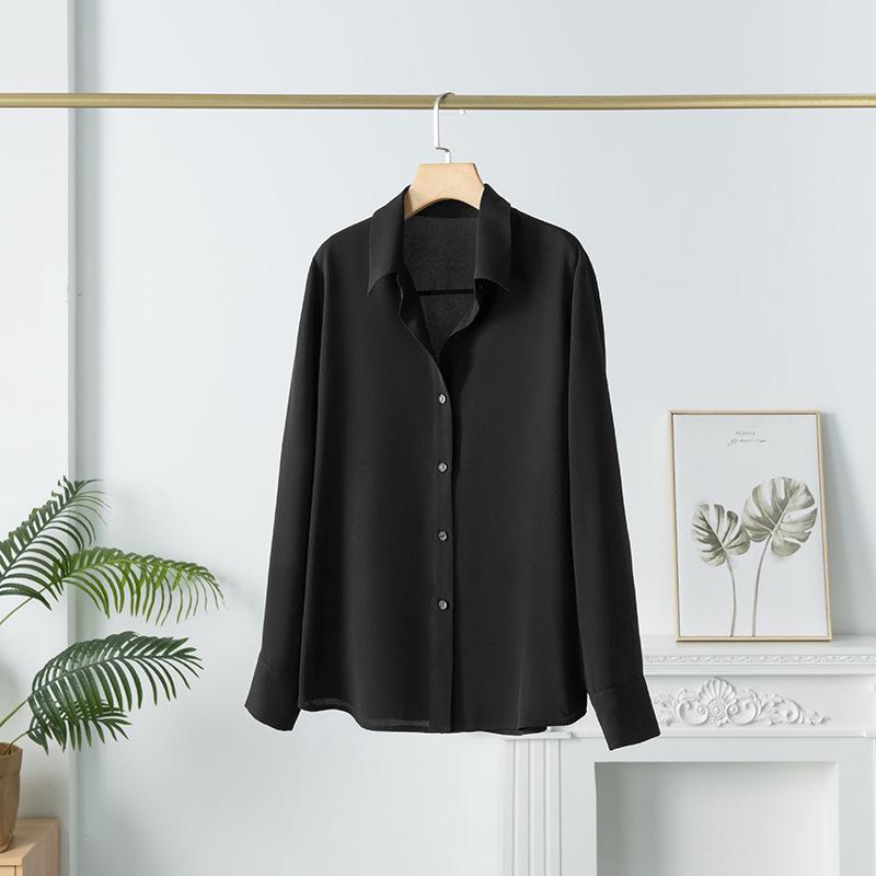 2025 Frühling/Herbst Damen Luxus Maulbeerseide Langarmhemd - Schwergewichtig, Verdickt, Einfarbiges Pendeloberteil