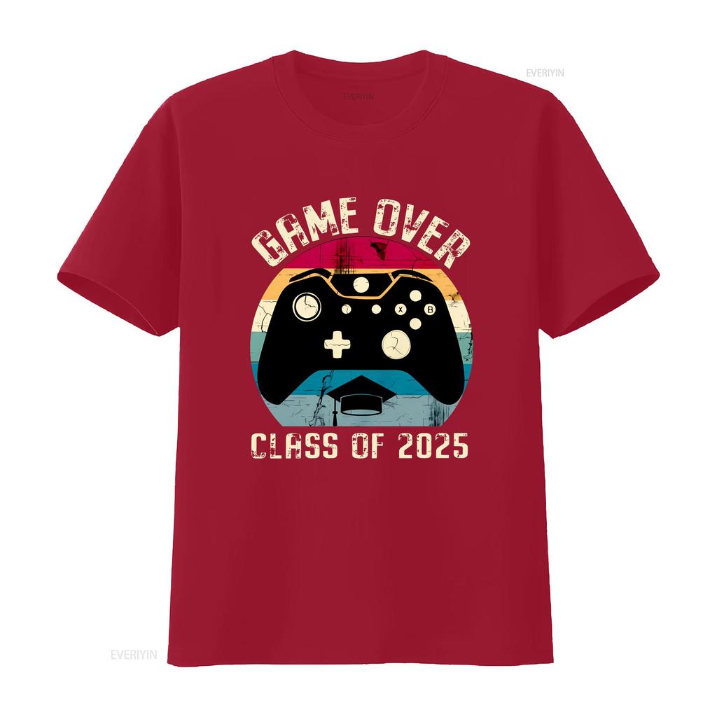 Abschlussjahrgang 2025 Retro Gaming Abschluss T-Shirt Game Over Geekiger Absolvent Vintage Gamer Lustig Vintage Gewaschen Vielseitig Atmungsaktiv