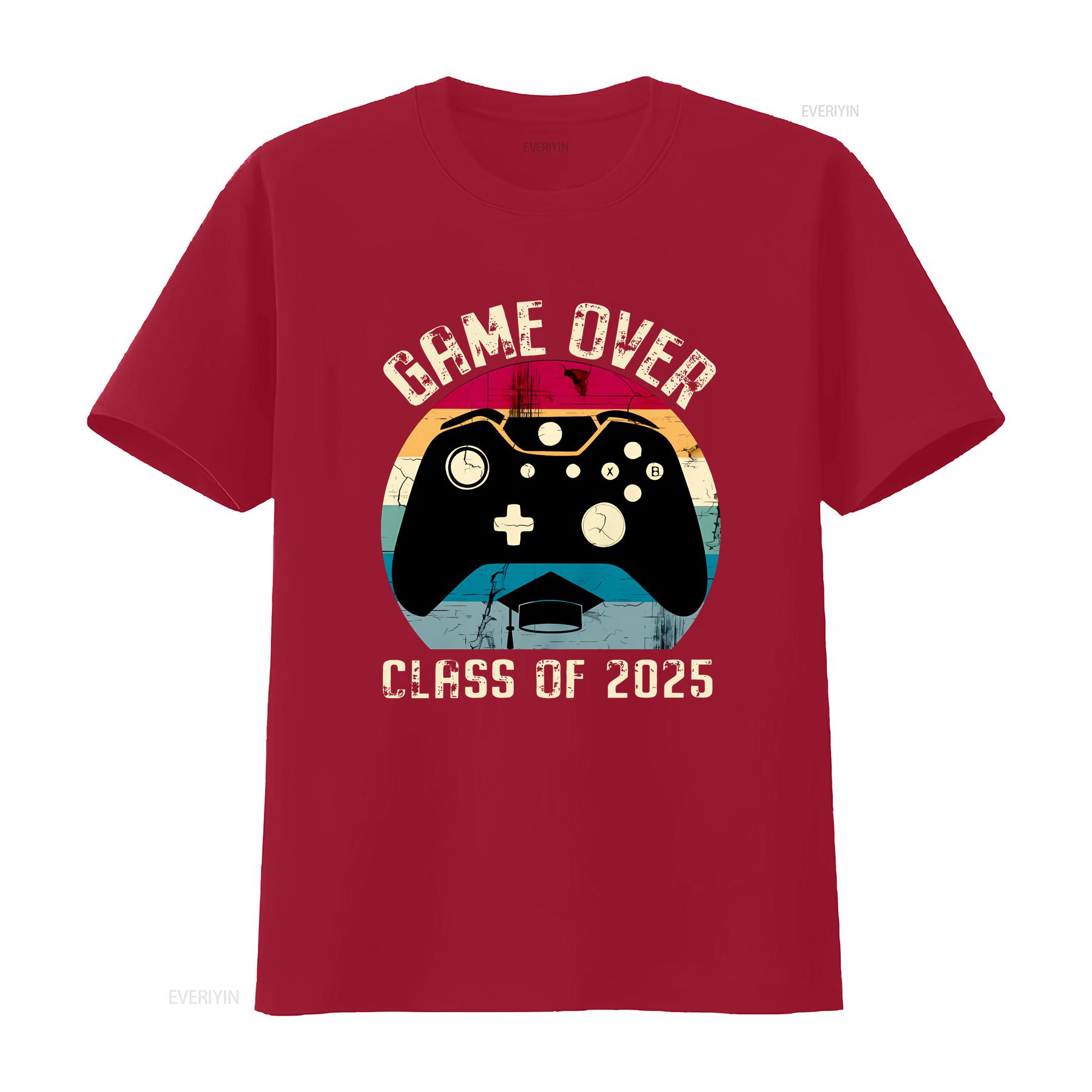 Class of 2025 Retro Gaming Graduation T Shirt Game Over Geeky Graduate Vintage Gamer Funny vintage Washed Versatile Breathable S