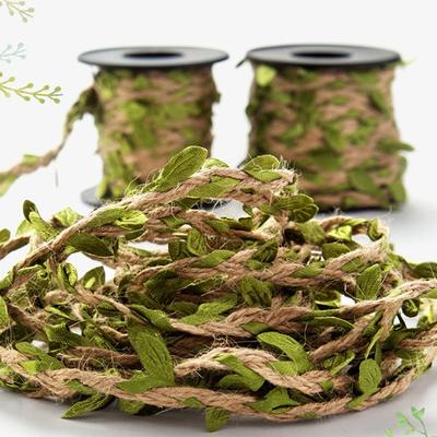Jute Rope Artificial Leaves Rope Leaf Ribbon Leaf Vine DIY Hemp Rope  Gift Wrapping